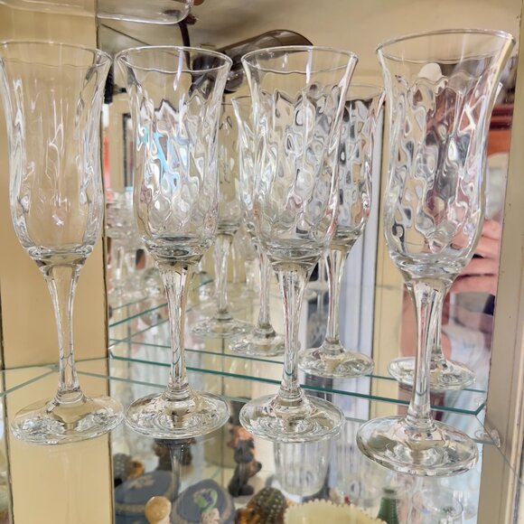 Circleware 1990s Optic Swirl Clear Champagne Flutes Set 4 Vintage Stemware 6 oz - Picture 12 of 12